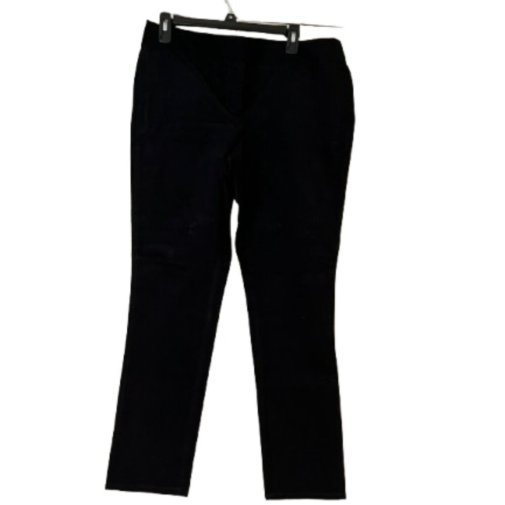 Loft Black Velvet Straight Leg, Skinny Pants - 10